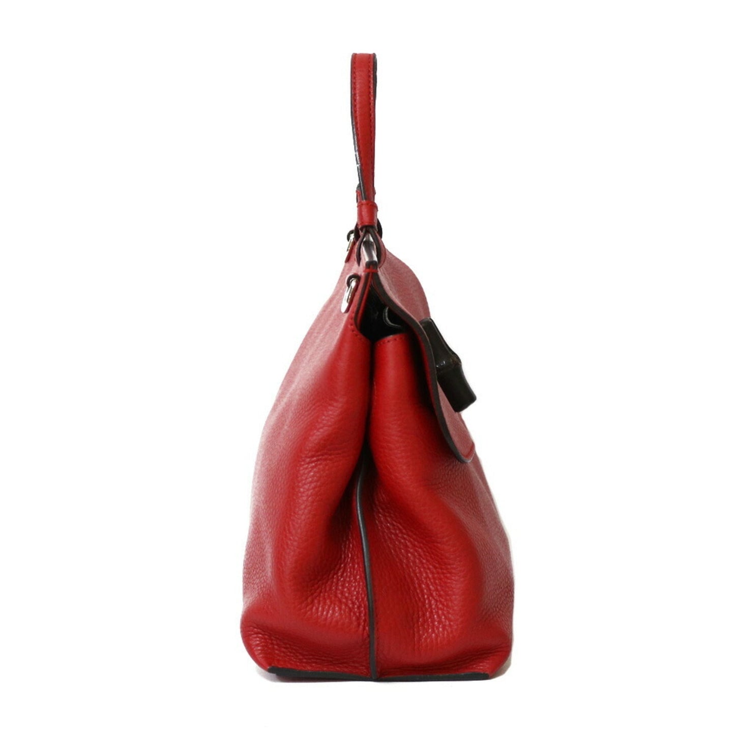 Gucci Bamboo Red Leather Shoulder Bag Style 2
