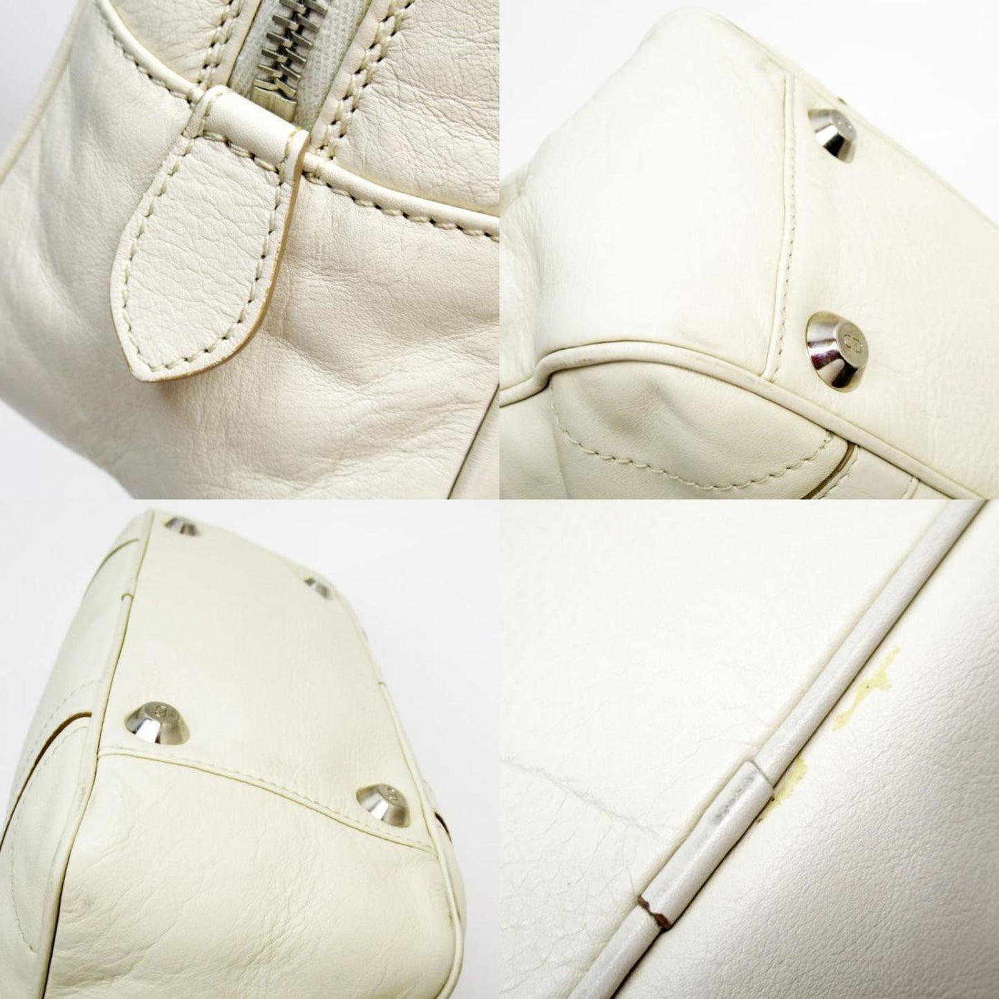 Christian Dior Ivory Leather Handbag