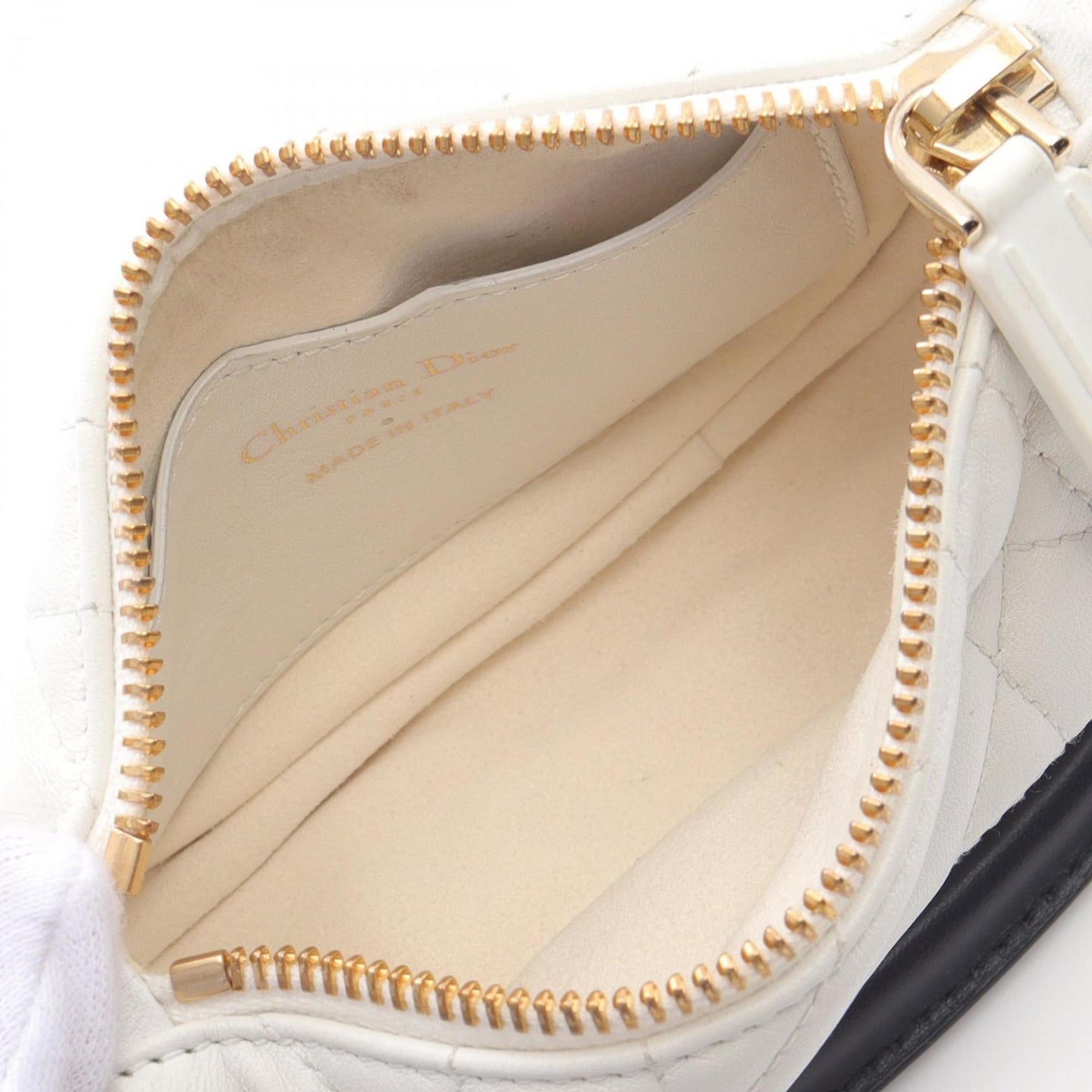 Christian Dior Navy White Leather Shoulder Bag