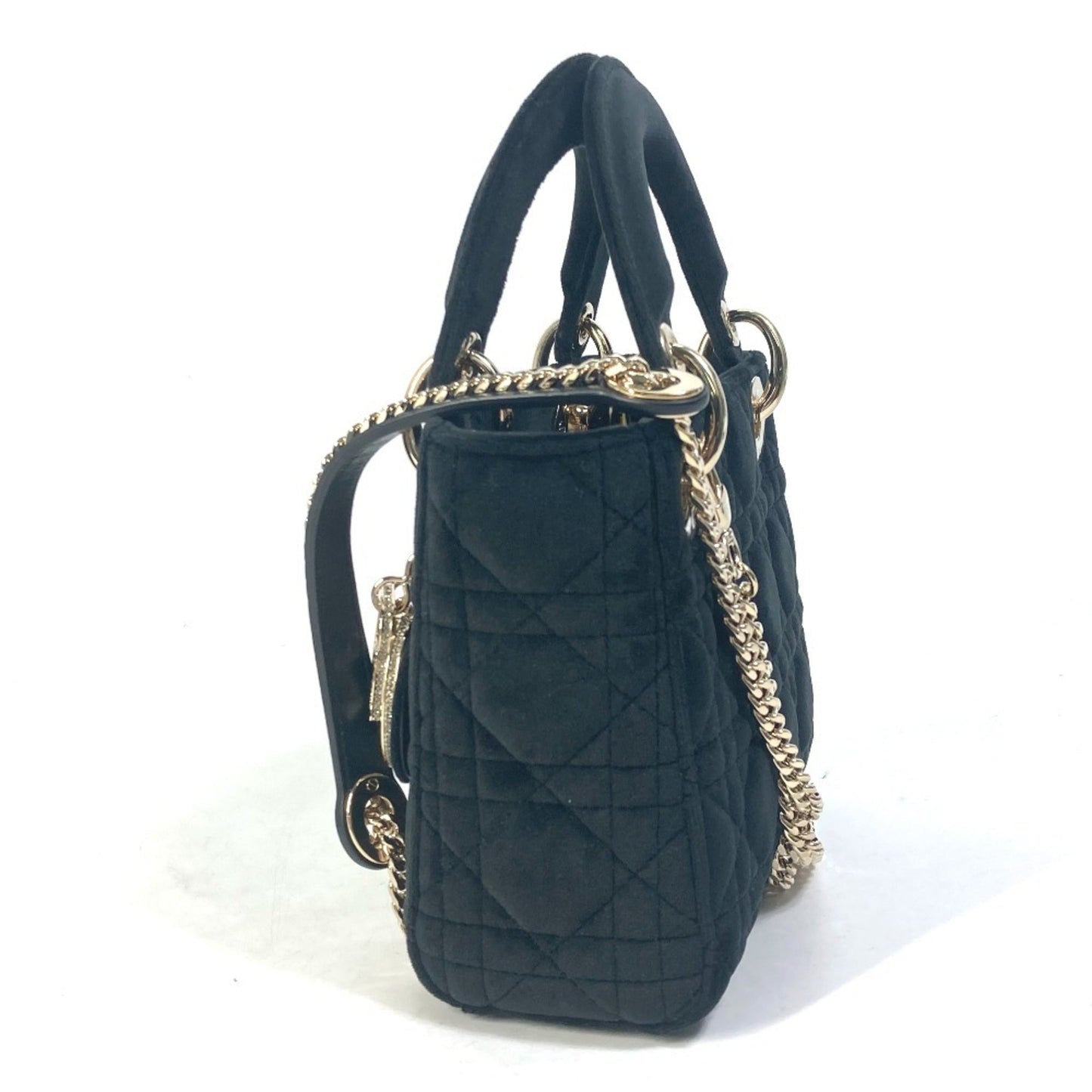 Christian Dior Lady Dior Black Leather Handbag Shoulder Bag
