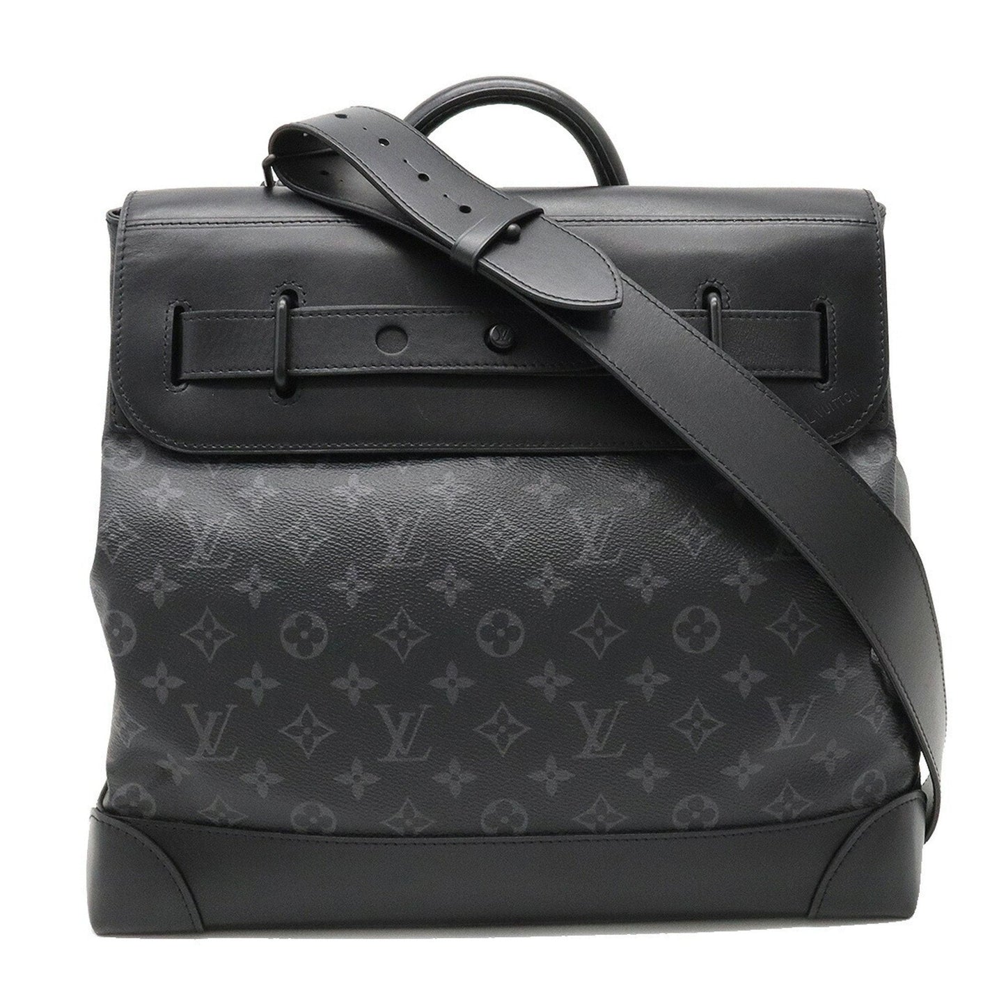 LOUIS VUITTON Monogram Eclipse Steamer PM Handbag Shoulder Bag Leather