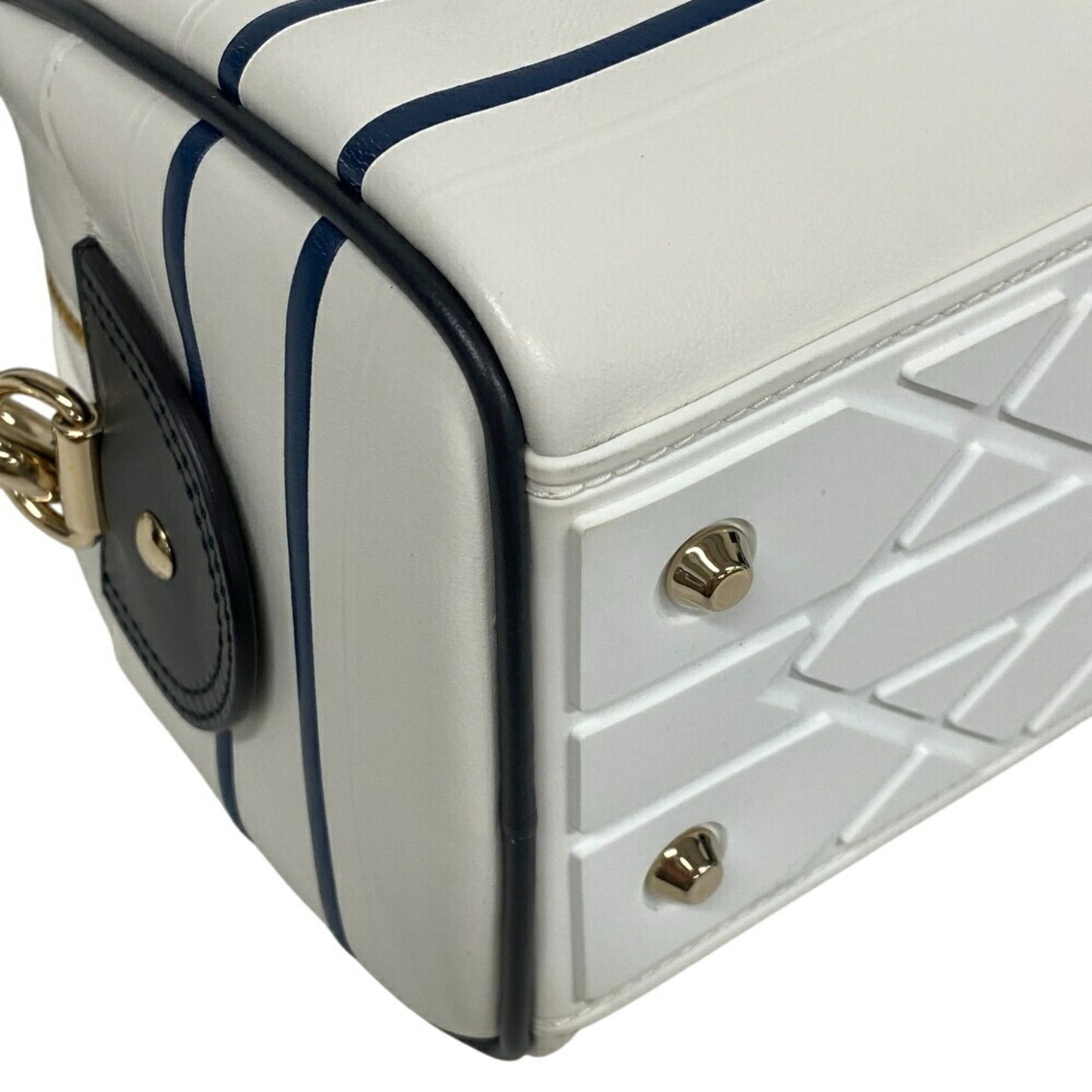 Christian Dior Navy White Leather Handbag