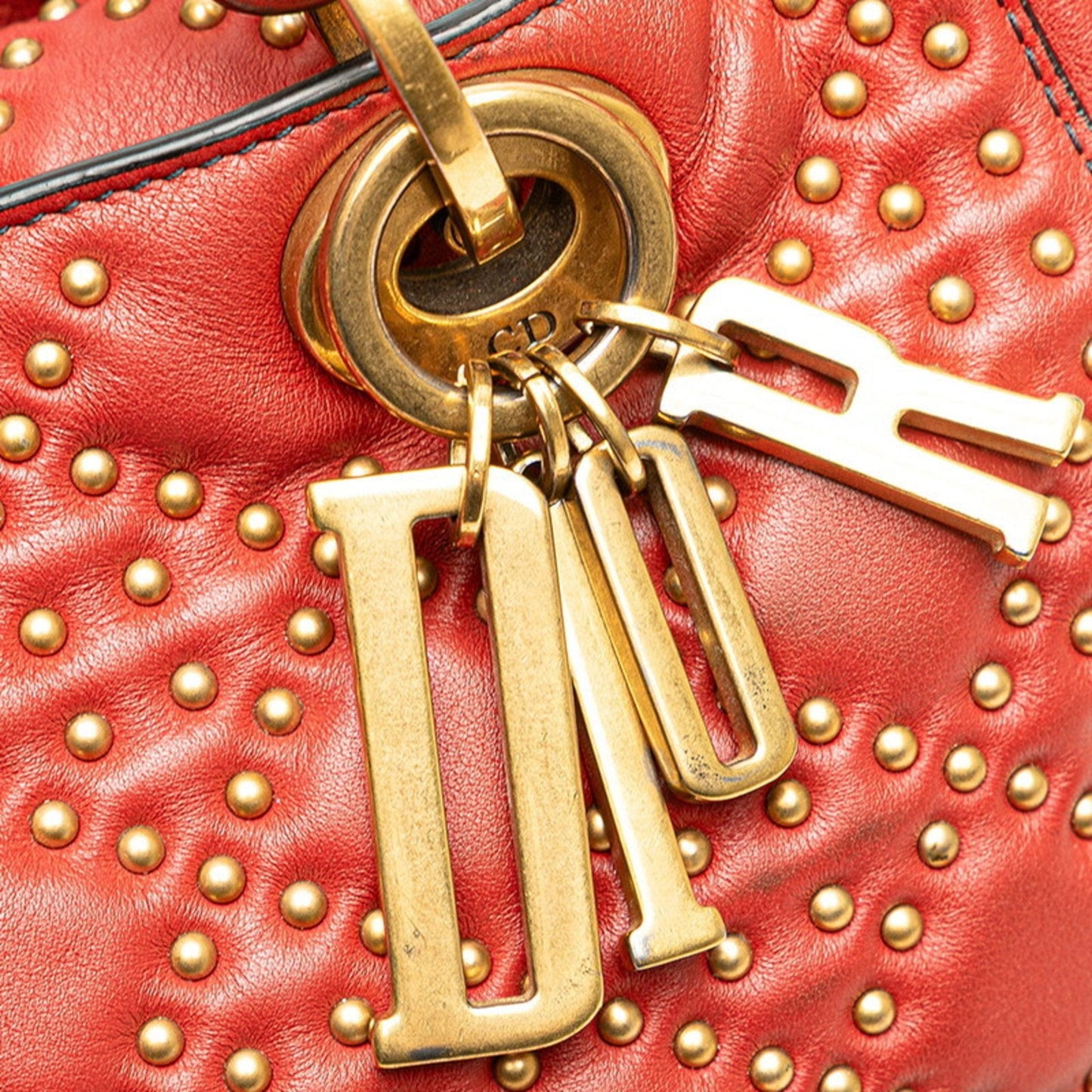 Christian Dior Lady Dior Red Color Leather Handbag Shoulder Bag