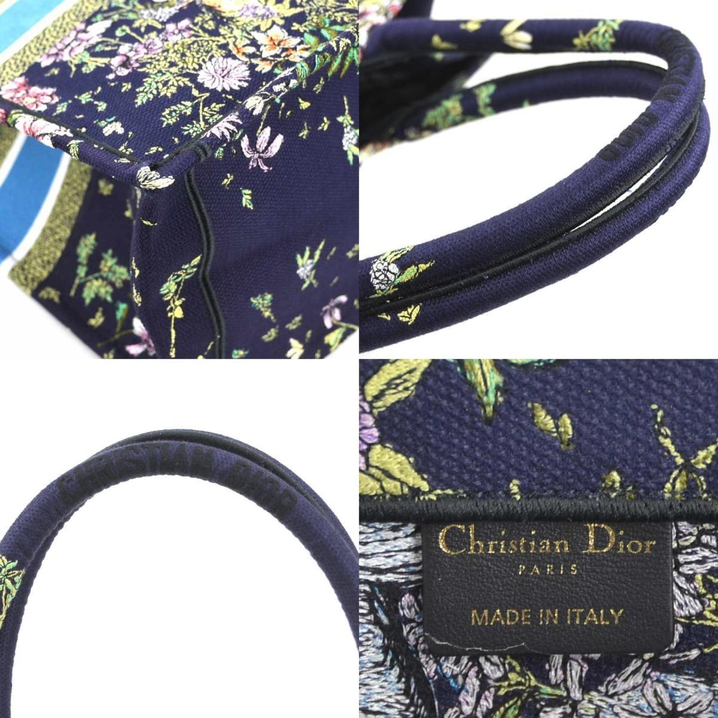 Christian Dior Navy Canvas Handbag Tote Bag
