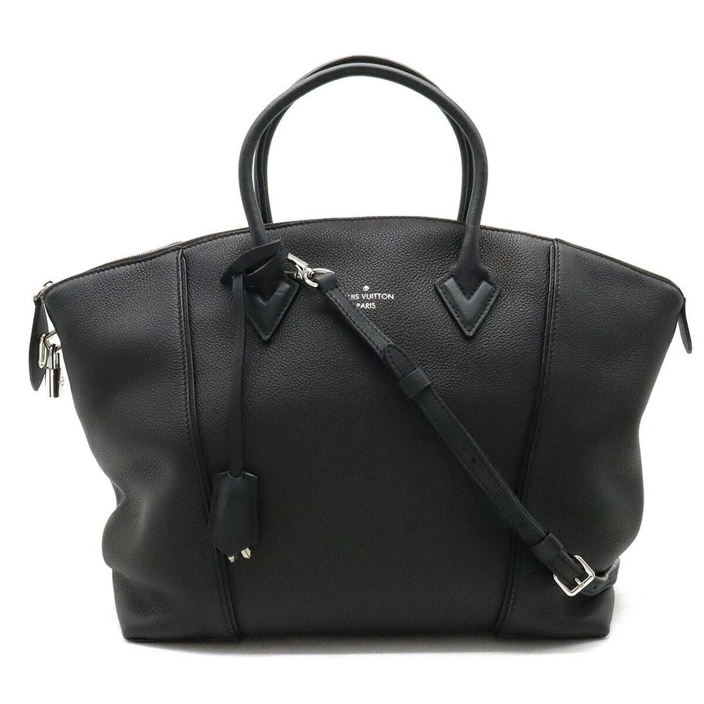 LOUIS VUITTON Parnasea Lockit MM Tote Bag Shoulder Vaux Casimir Leather Noir Black