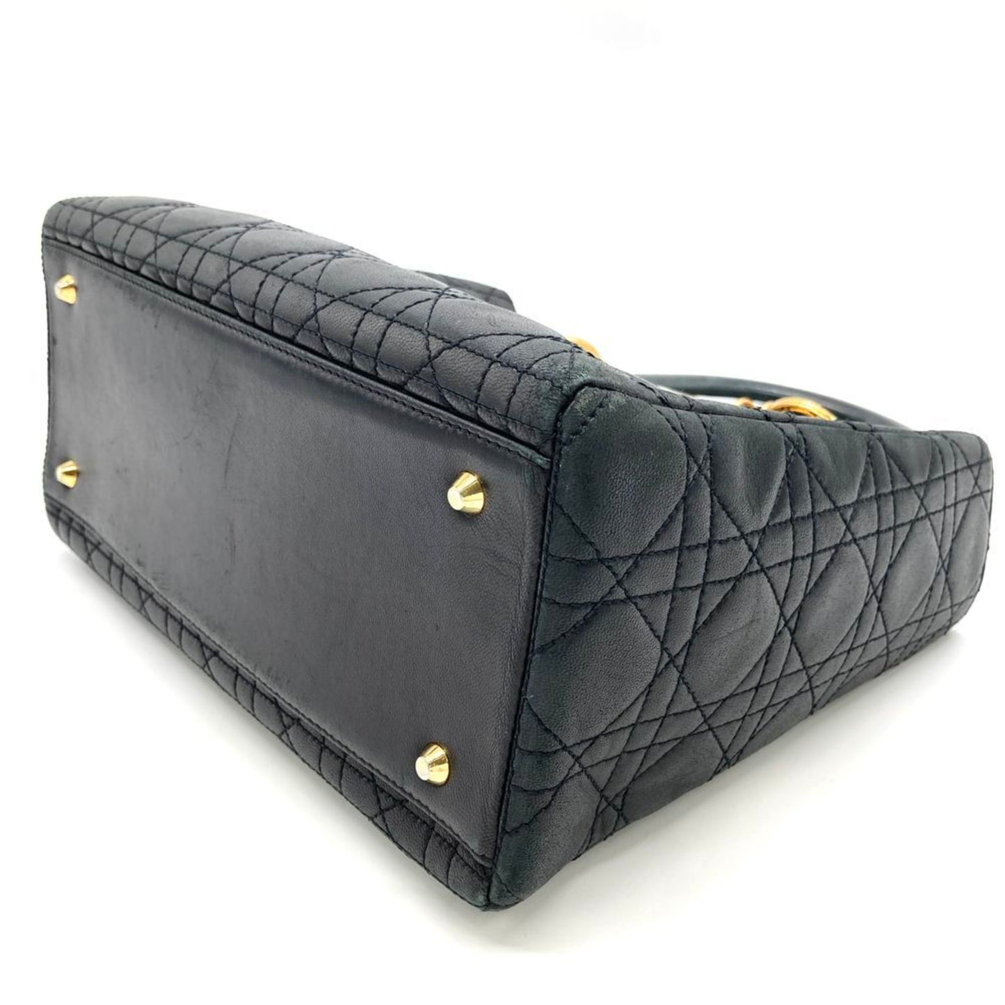 Christian Dior Lady Dior Black Leather Handbag