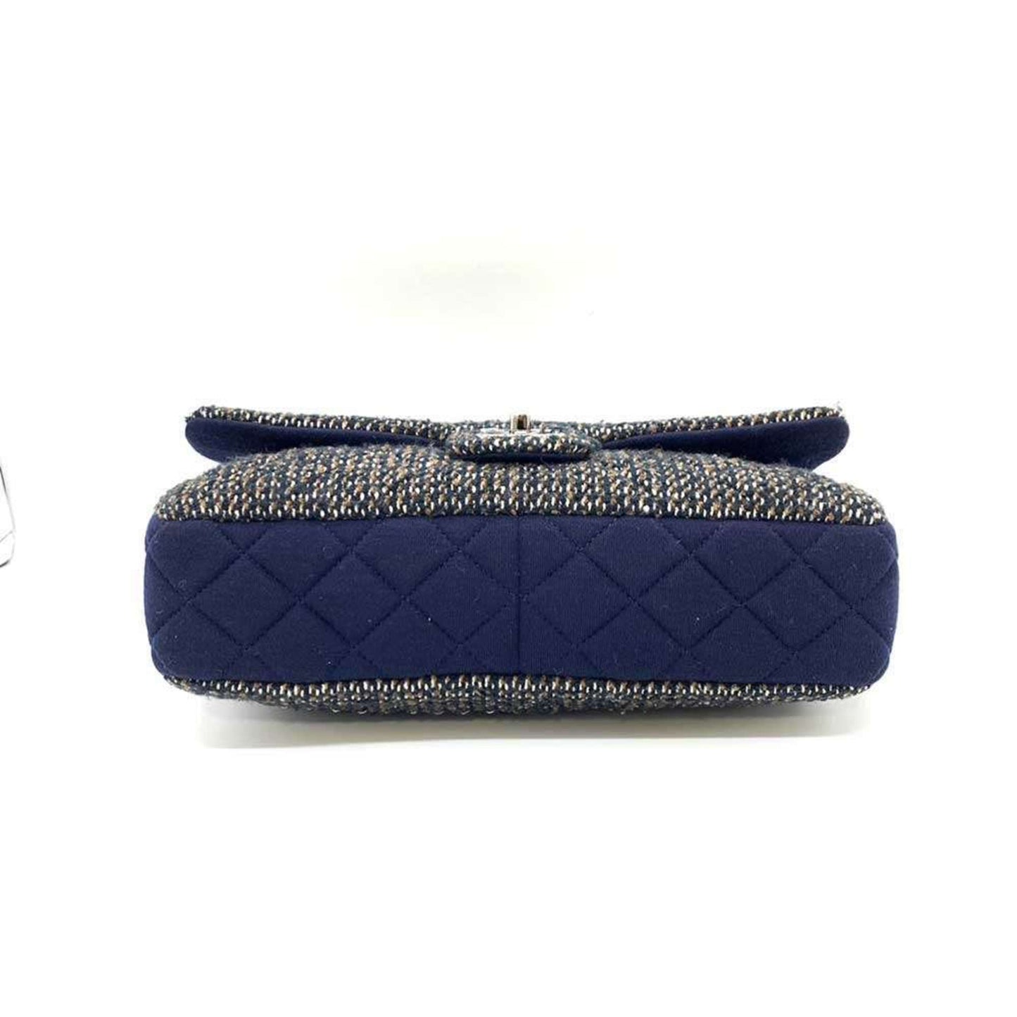 Chanel Bag Matelasse Chain Shoulder Navy Multicolor W Horizontal Women s Cotton Jersey x Tweed CHANEL