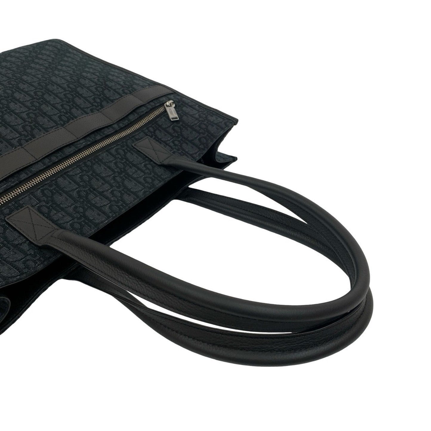 Christian Dior Black Canvas Leather Tote Bag