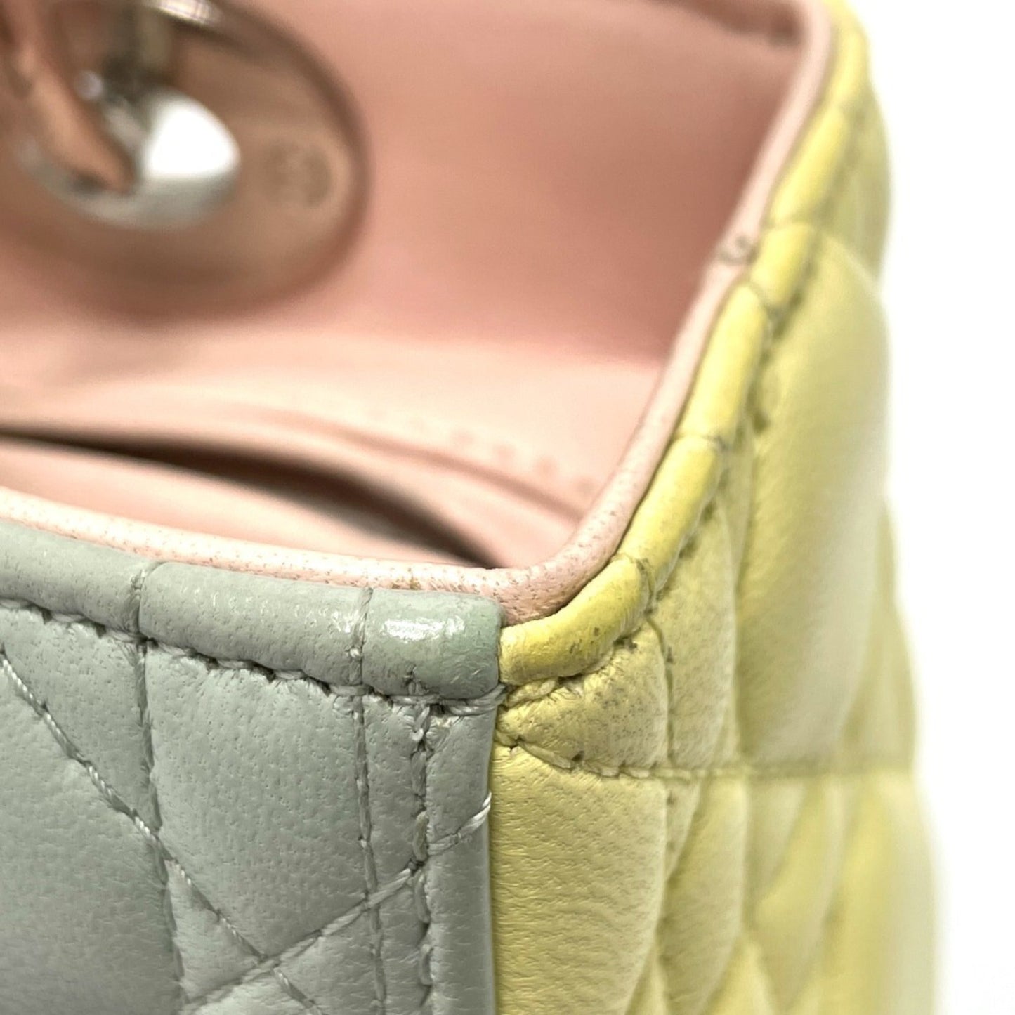 Christian Dior Blue Pink Yellow Leather Handbag Shoulder Bag