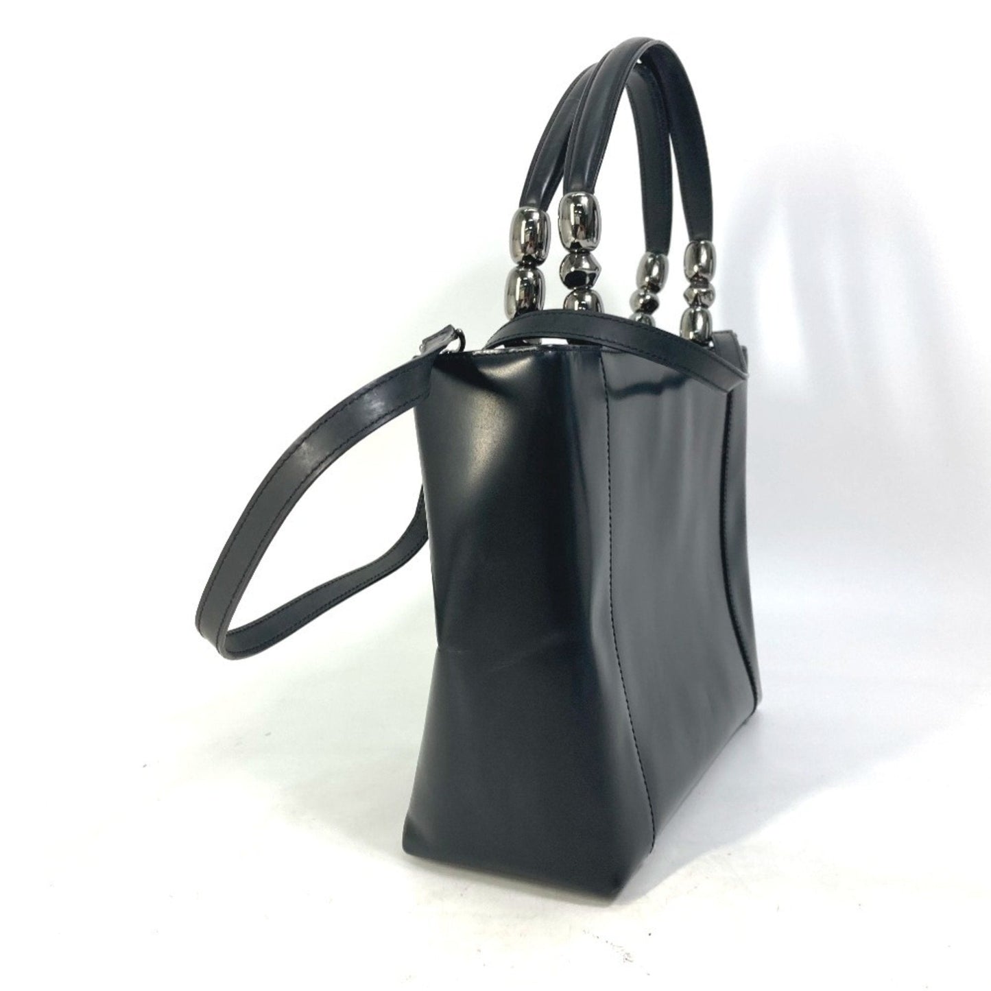 Christian Dior Black Leather Handbag Shoulder Bag Tote Bag