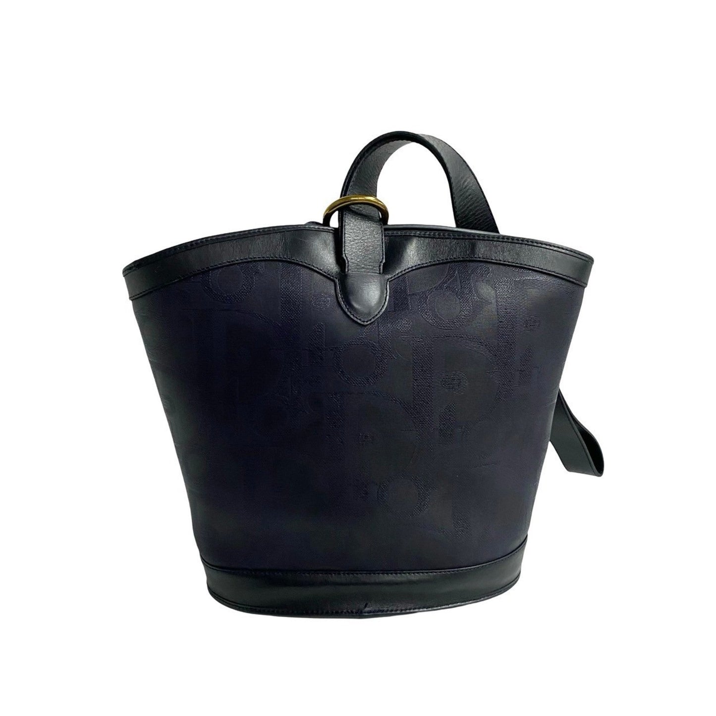 Christian Dior Navy Leather Pvc Shoulder Bag Tote Bag
