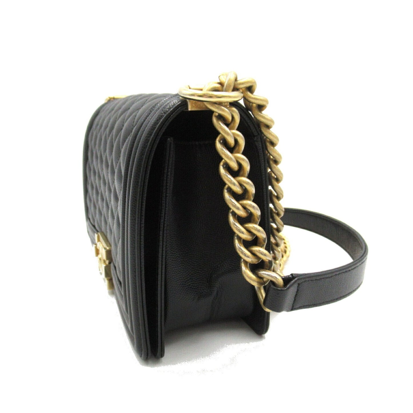 CHANEL Boy Chanel Chain Shoulder 2way Bag Caviar Skin Grained Calf Women s Black