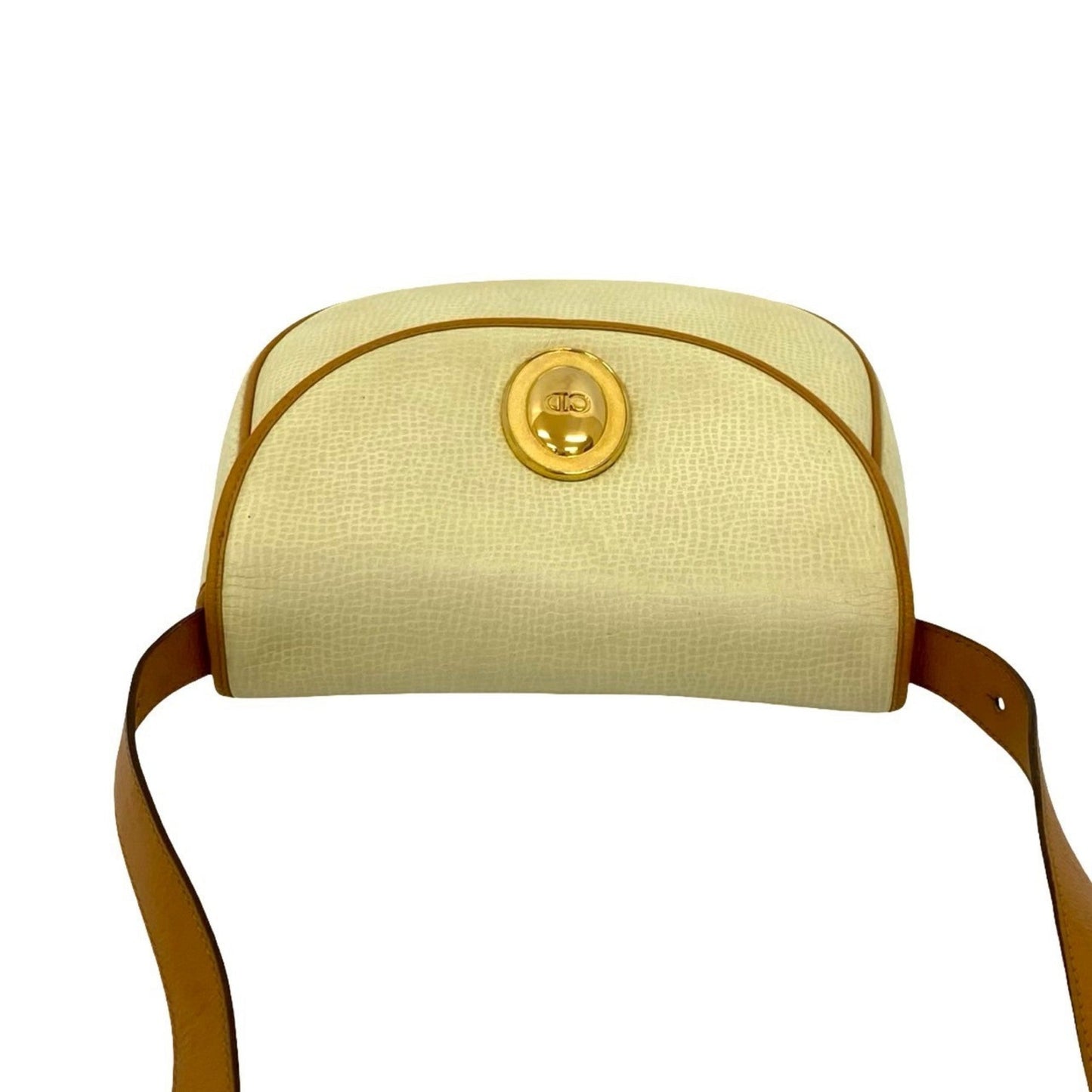 Christian Dior Brown White Leather Pochette Shoulder Bag