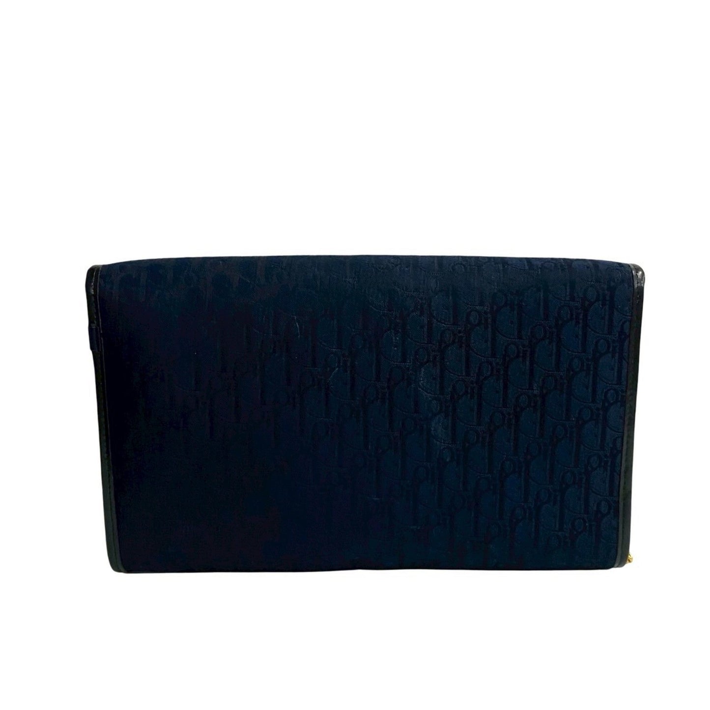 Christian Dior Navy Leather Canvas Shoulder Bag
