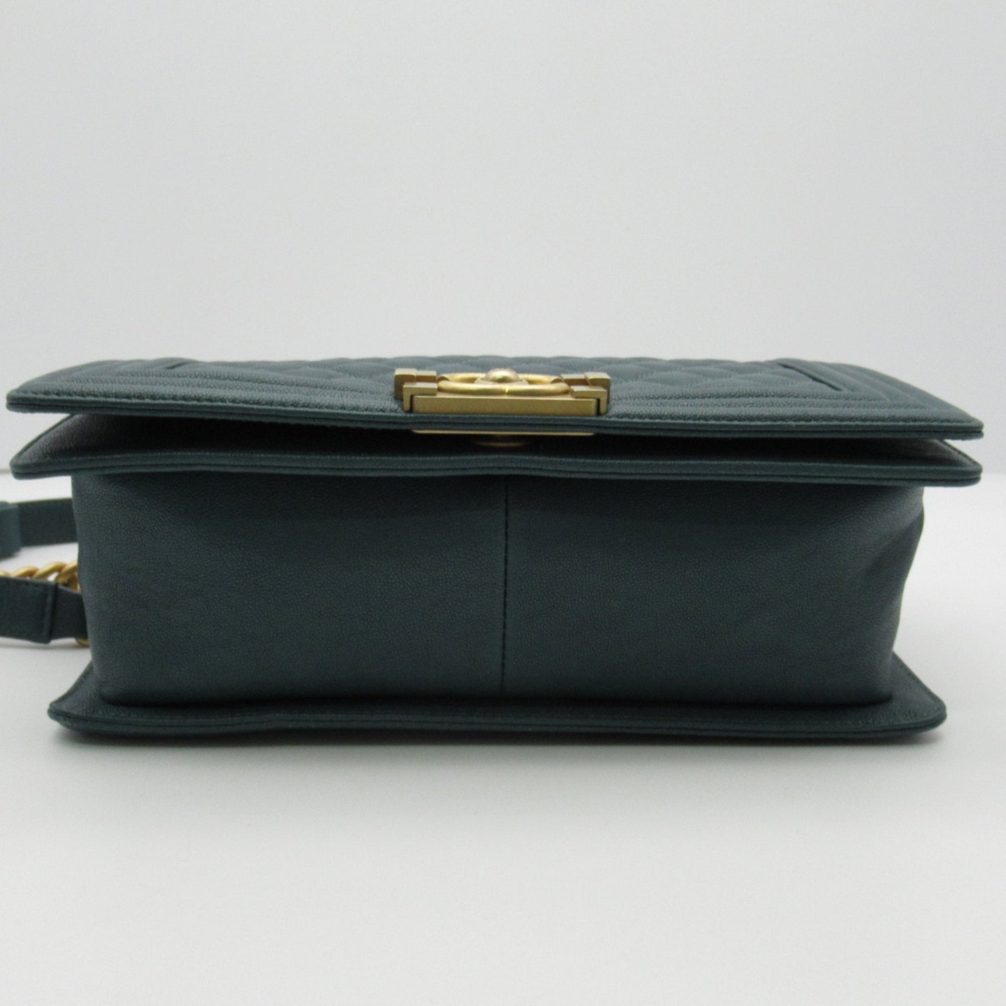 CHANEL Boy Chanel ChainShoulder Bag Green Caviar Skin Grained Calf