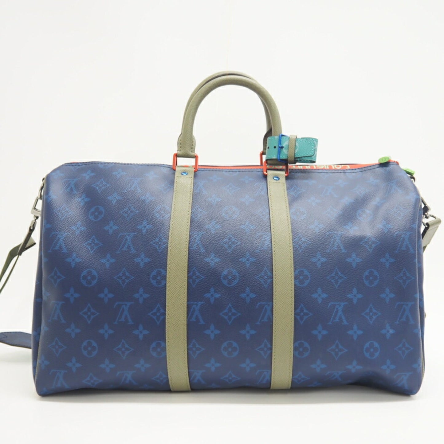 LOUIS VUITTON M43855 Keepall Bandouliere 45 Monogram Pacific Boston Bag Blue Unisex