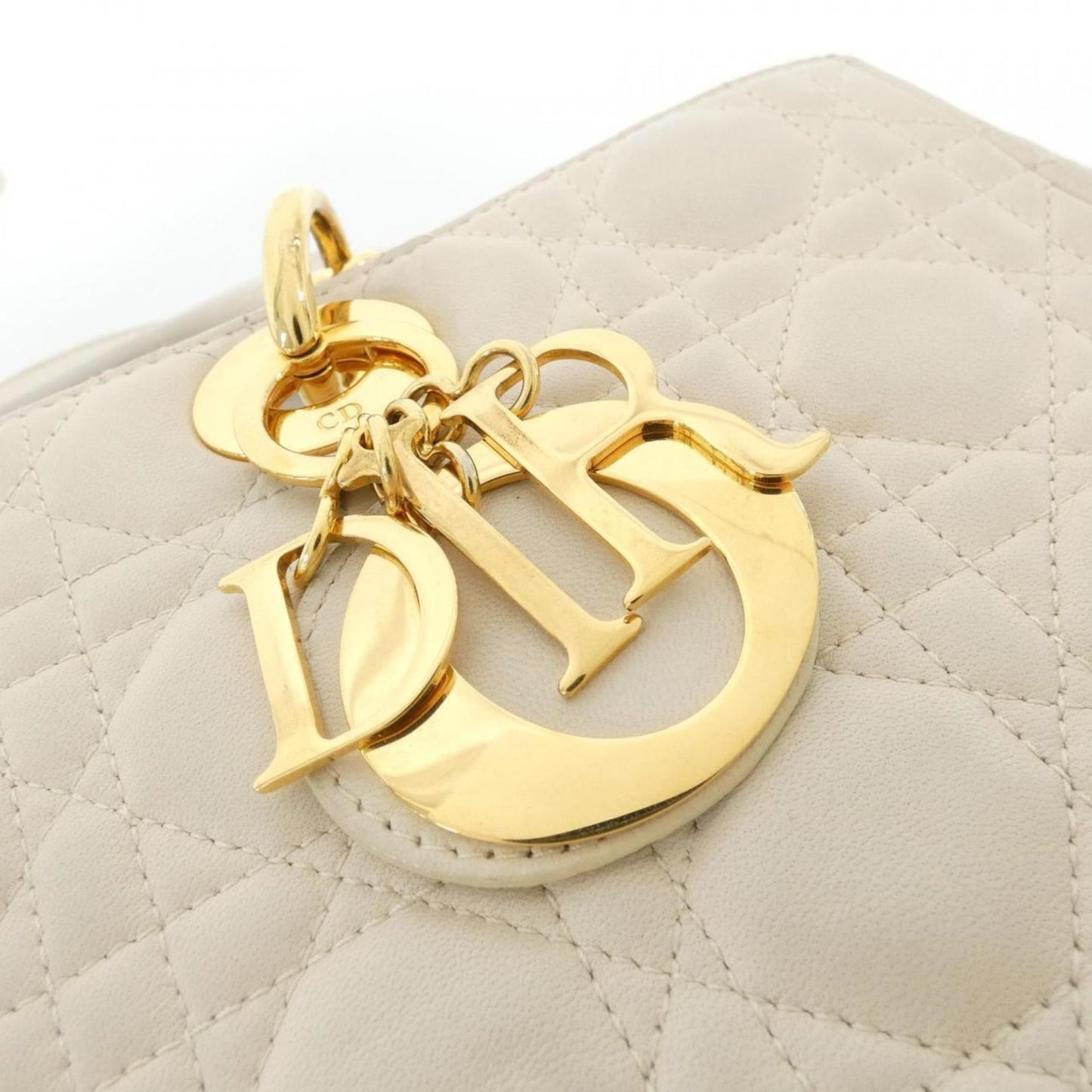 Christian Dior Ivory Leather Handbag