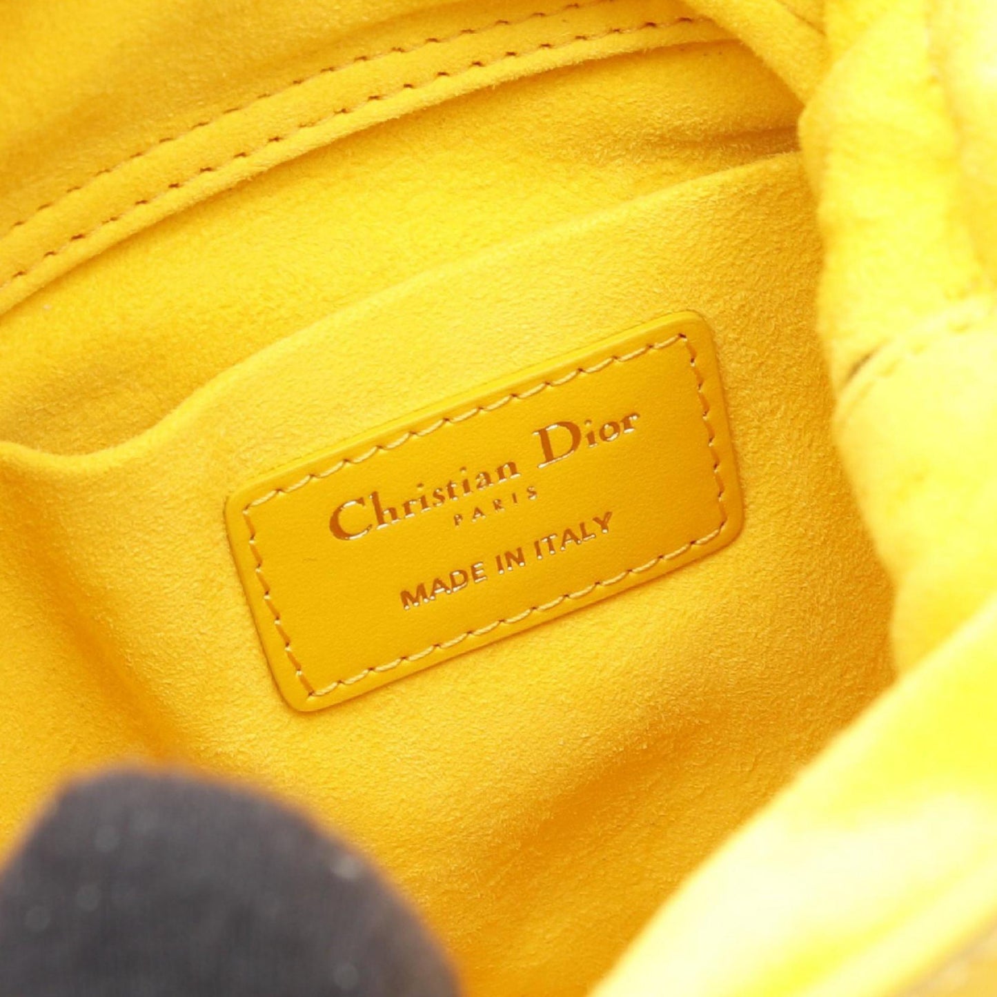 Christian Dior White Yellow Leather Handbag
