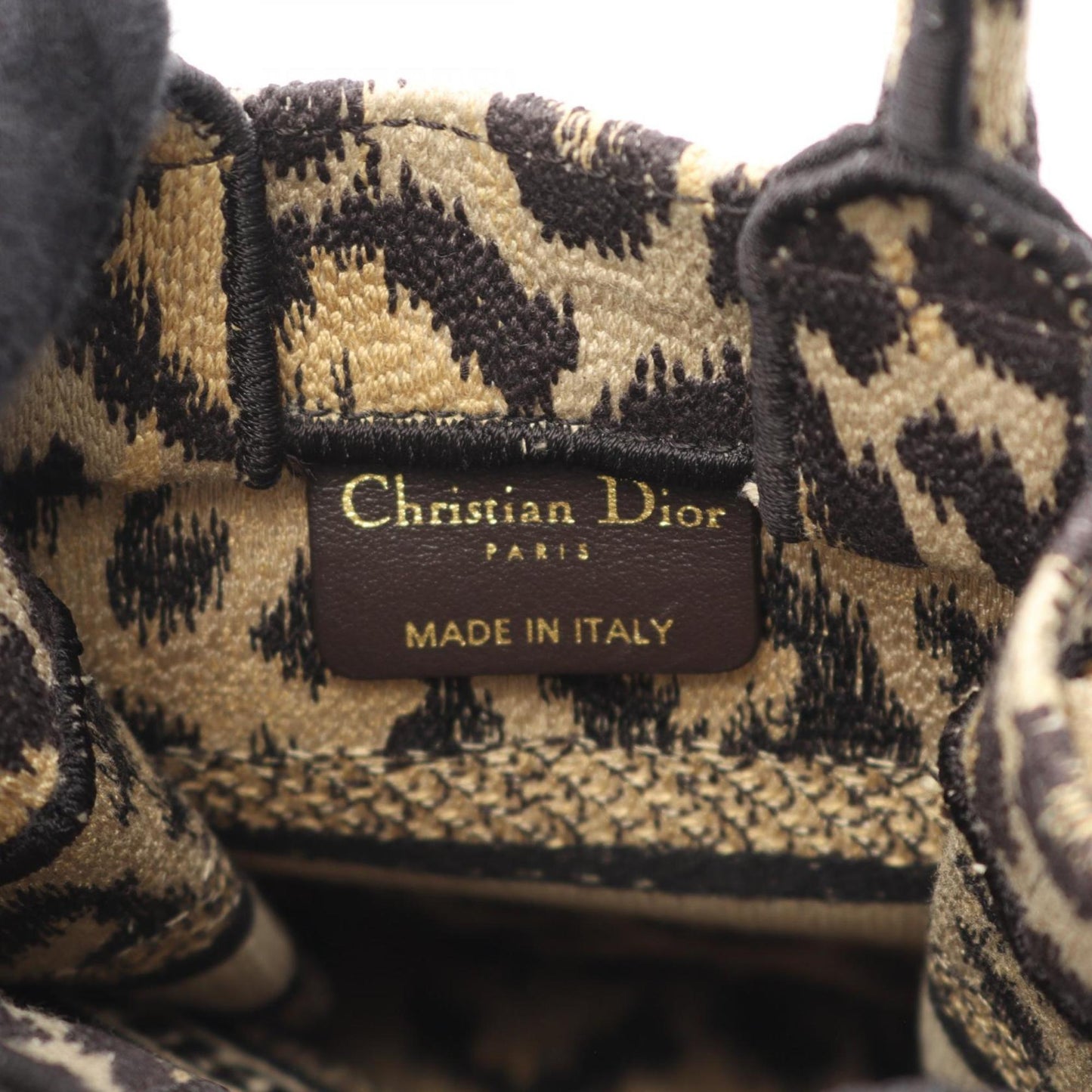 Christian Dior Beige Black Canvas Handbag Tote Bag