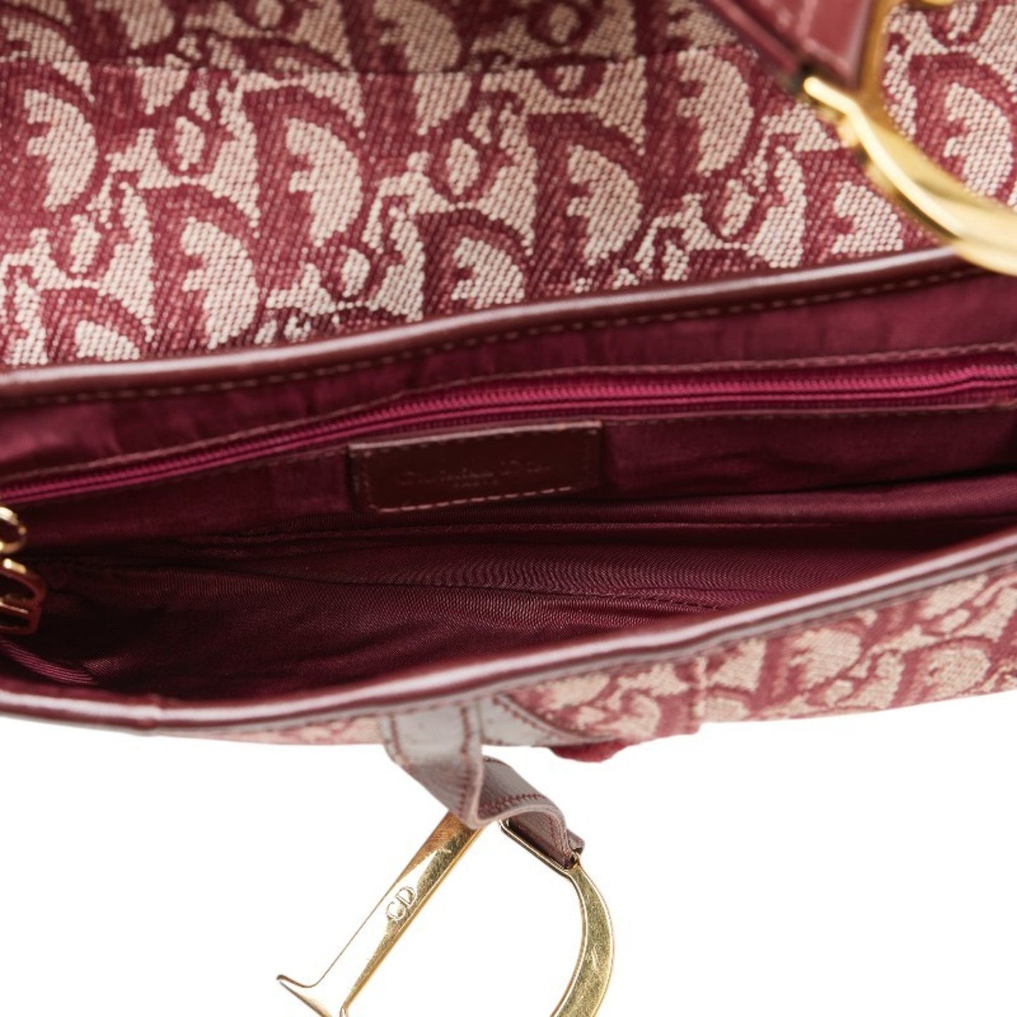 Christian Dior Bordeaux Red Color Canvas Leather Handbag