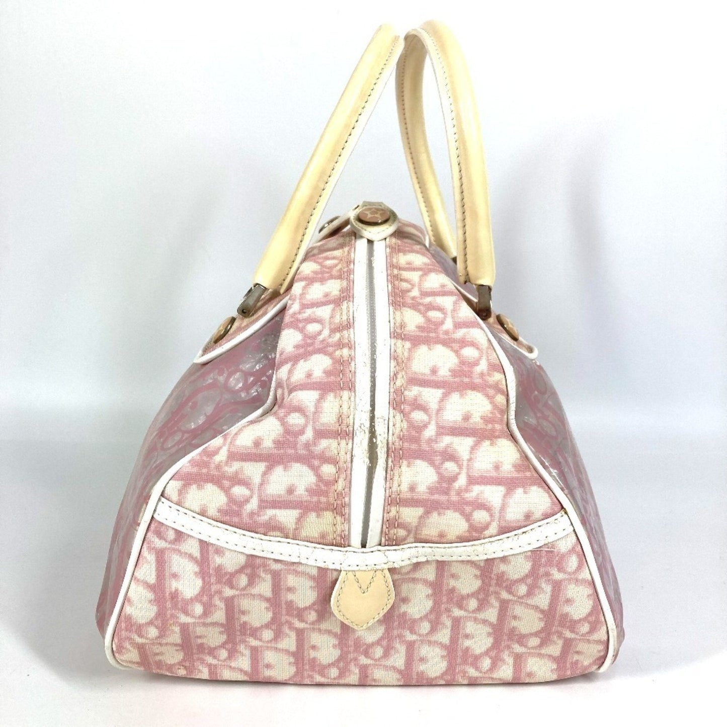 Christian Dior Pink Yellow Trotter Boston Bag Handbag Tote Bag