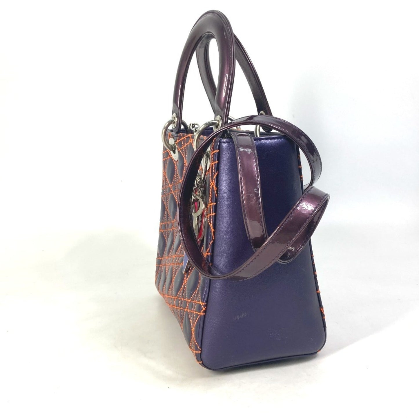 Christian Dior Orange Purple Leather Handbag Shoulder Bag