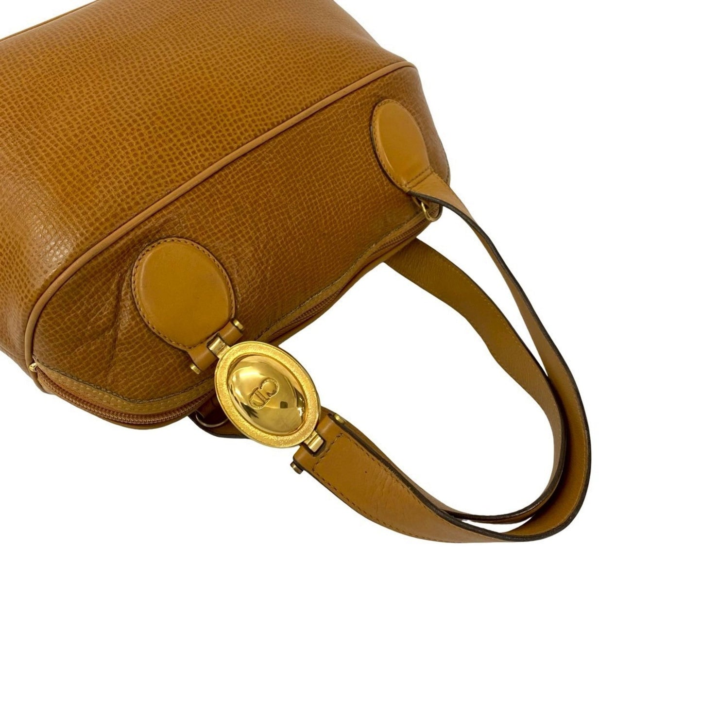 Christian Dior Brown Leather Boston Bag Handbag Shoulder Bag