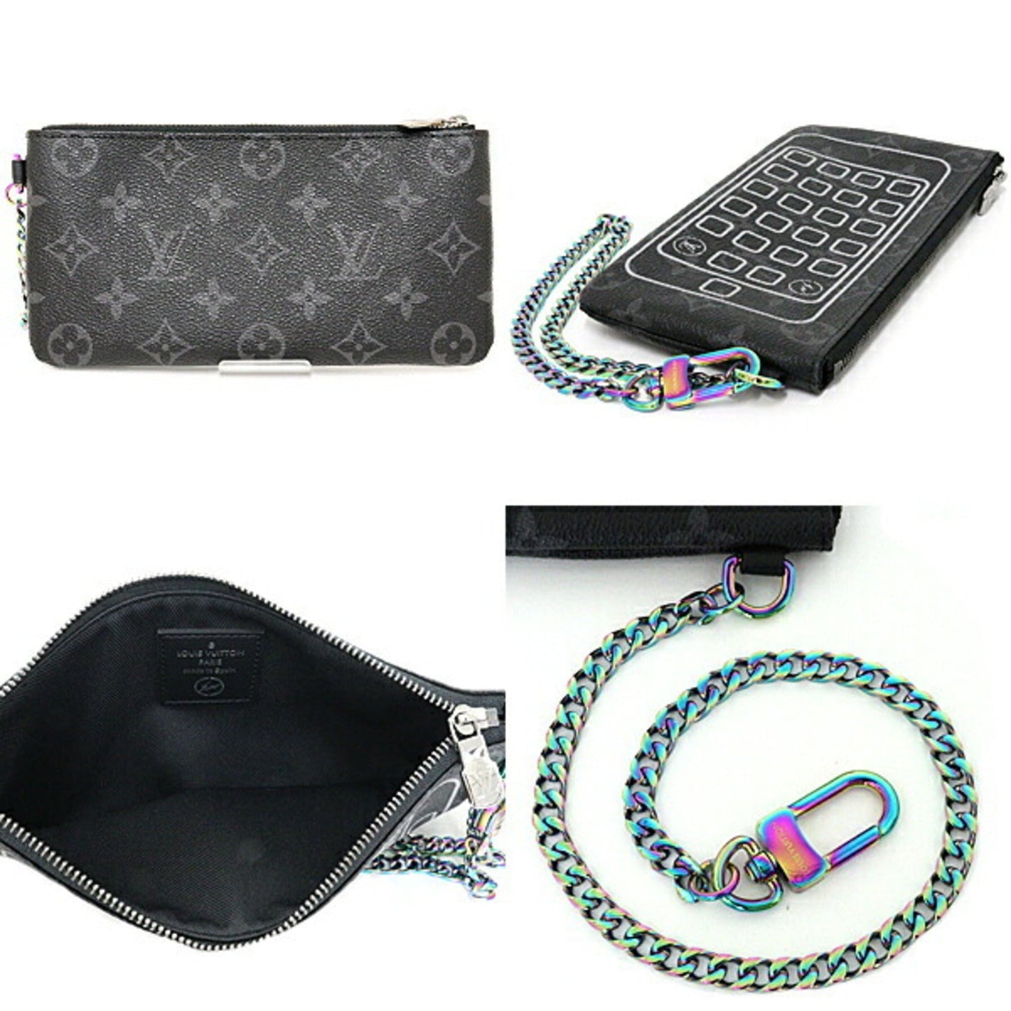 LOUIS VUITTON Fragment Collaboration iPhone Pouch M64433 Black Gray Rainbow