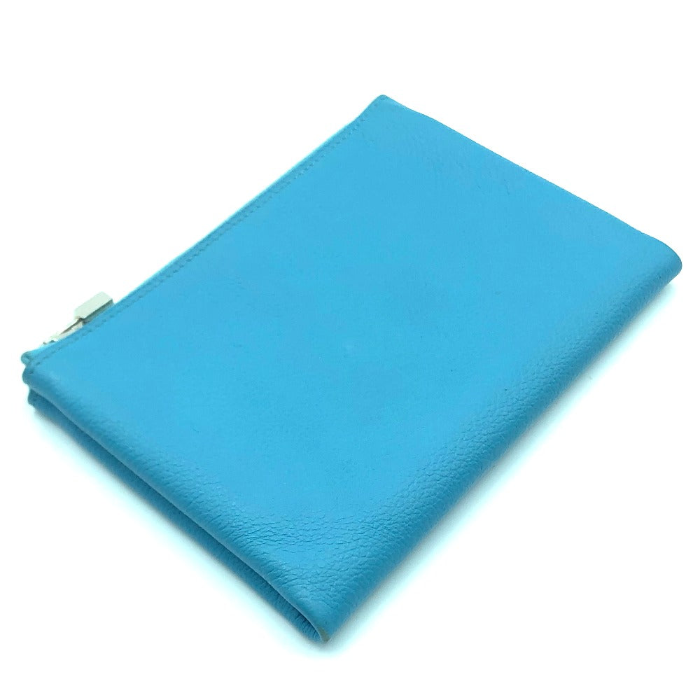 HERMES Pouch leather blue flat Atou PM Women
