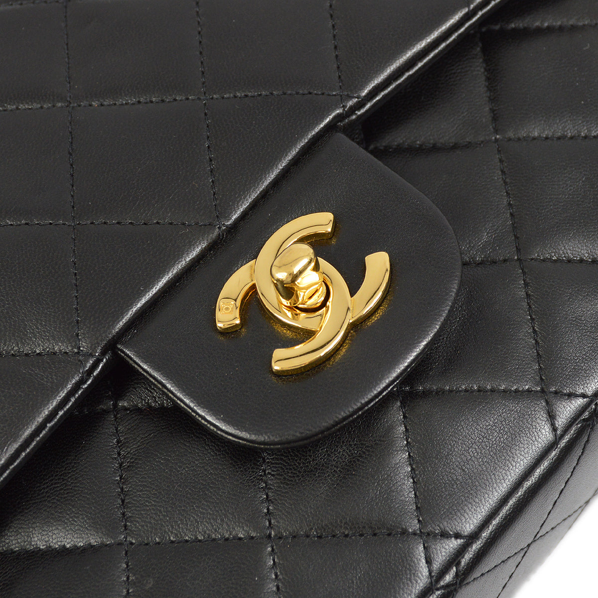 Chanel Black Lambskin Medium Classic Double Flap Shoulder Bag