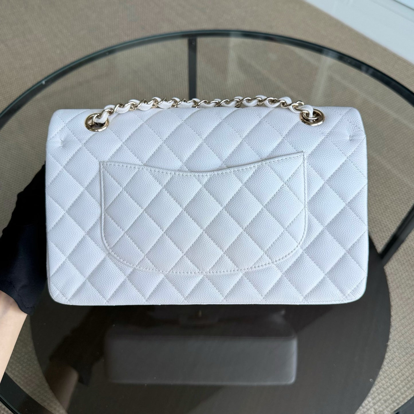 Chanel Classic Flap Medium - Caviar Quilted Grained Calfskin White Gold Hardware Series 28