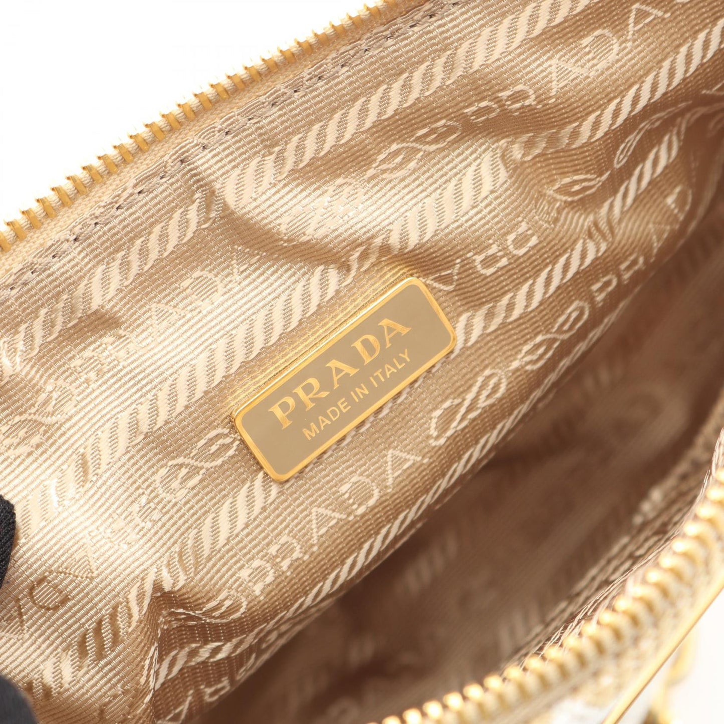Prada TRIANGOLO JACQU Canvas Leather Shoulder Bag