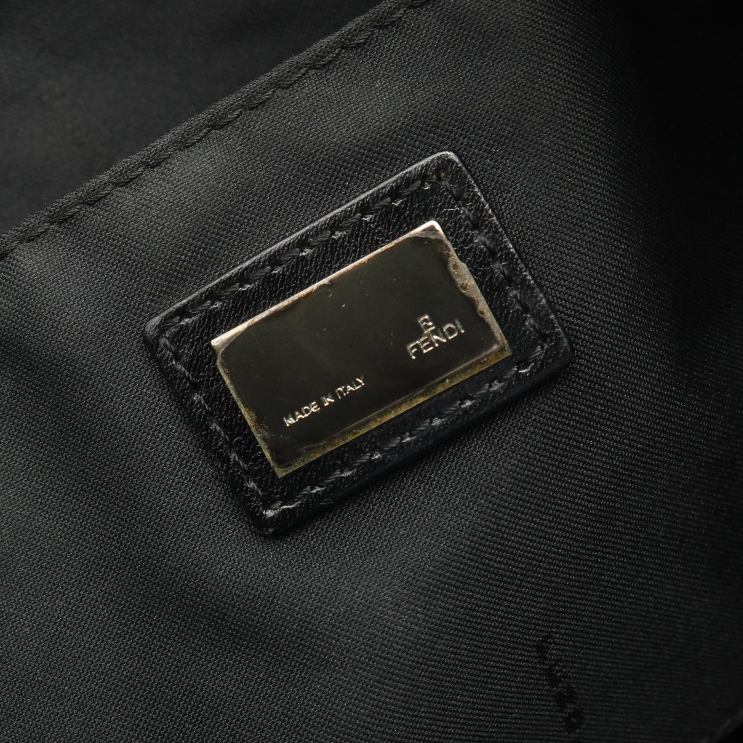 Fendi Zucchino Canvas Leather Tote Bag