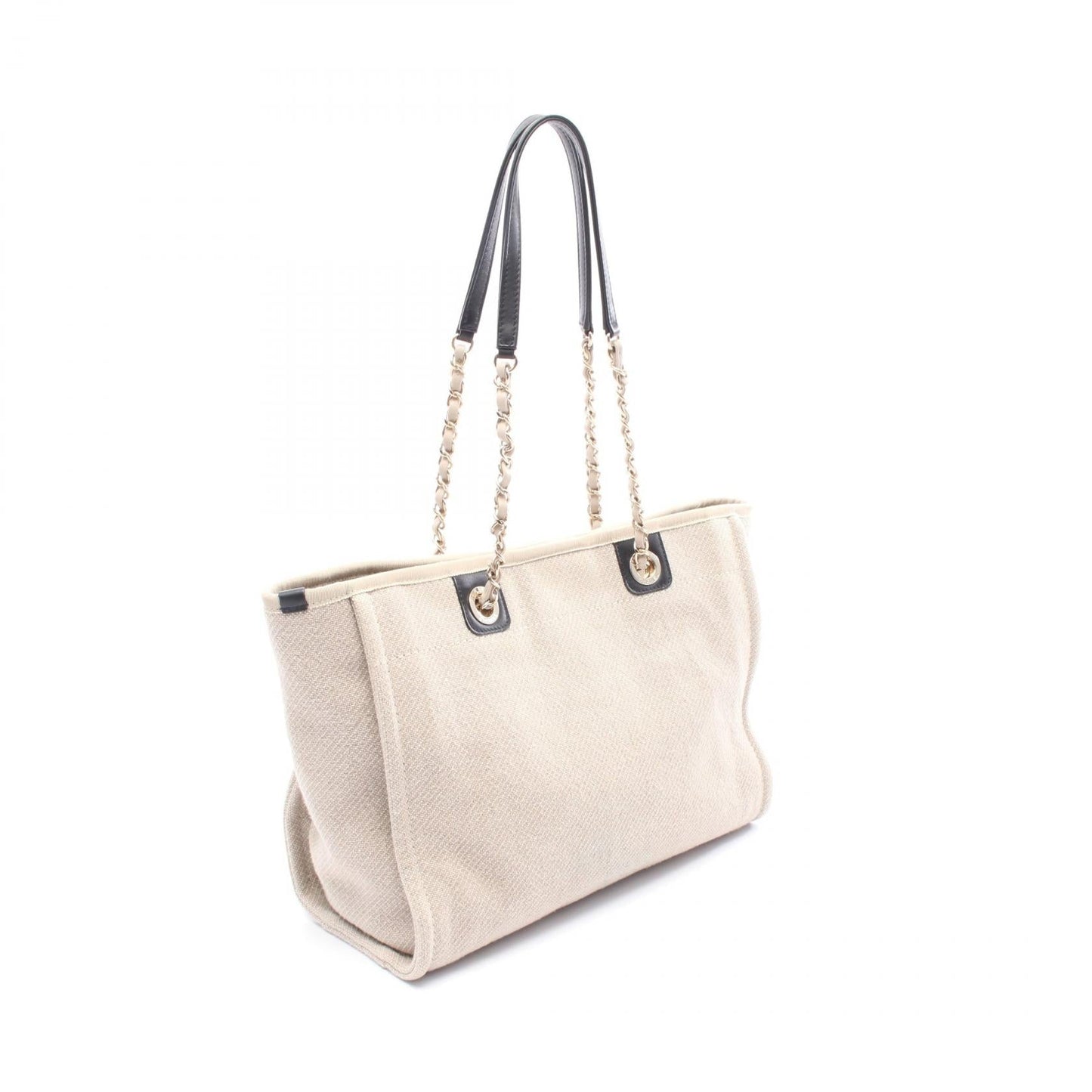 Chanel Deauville Canvas Leather Tote Bag