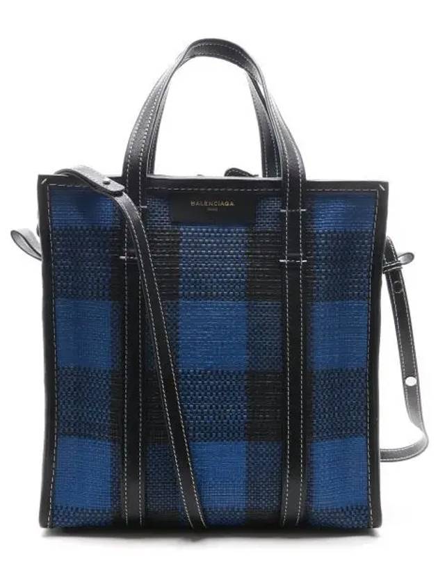 Luxury Balenciaga Trending 2026 Bazar Check Tote Bag Blue