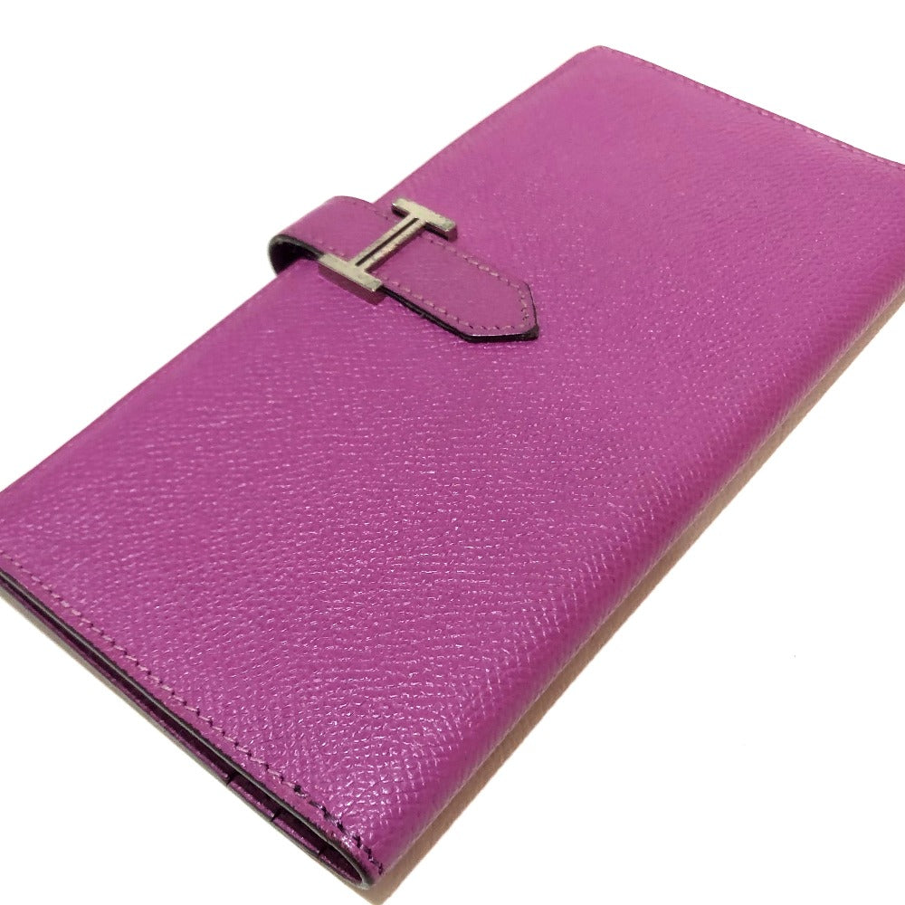 HERMES Long Wallet Purse Epsom SilverMetal Bean unisex(Unisex)