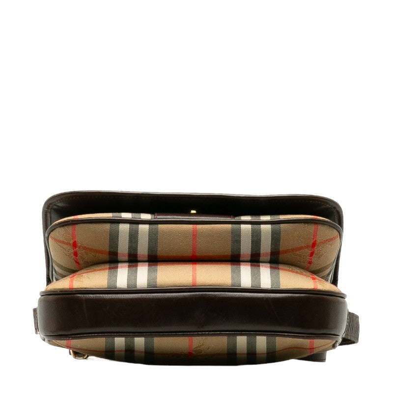 Burberry Nova Check Shadow Horse Canvas Leather Shoulder Bag