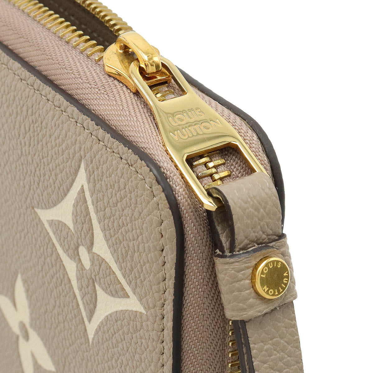 Louis vuitton Monogram Emplant Zippie Wallet Round Fassner Long Wallet Bicycle Trolley Cream M69794