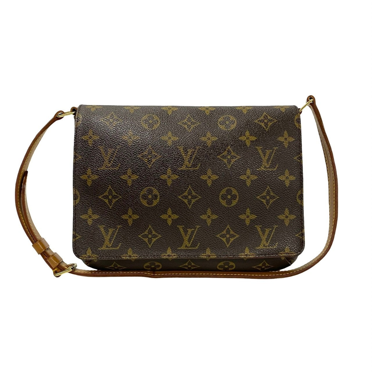LOUIS VUITTON Shoulder Bag Leather, PVC Brown Musette tango short Women