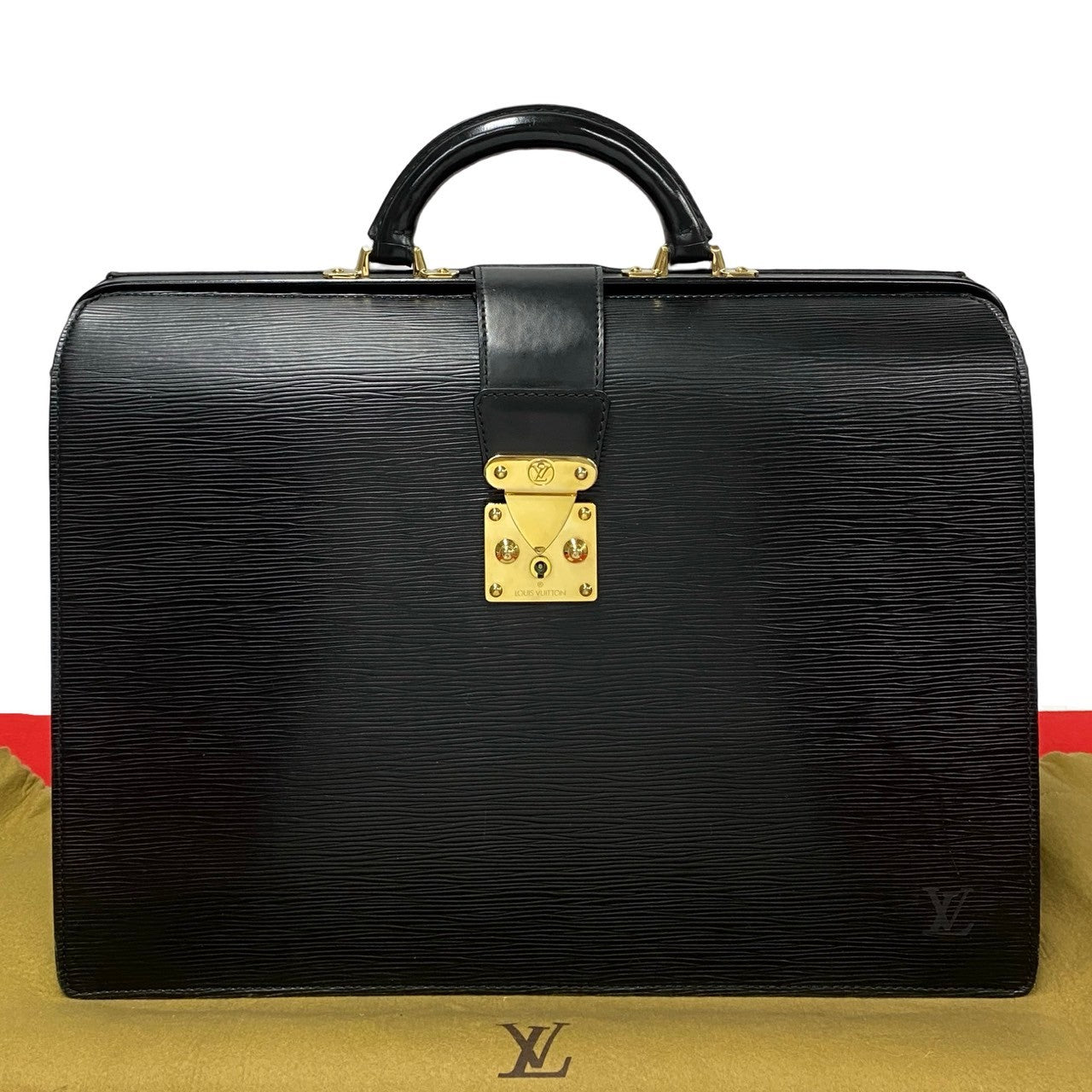 LOUIS VUITTON Business bag Epi Leather black Epi Servette Fermoir mens
