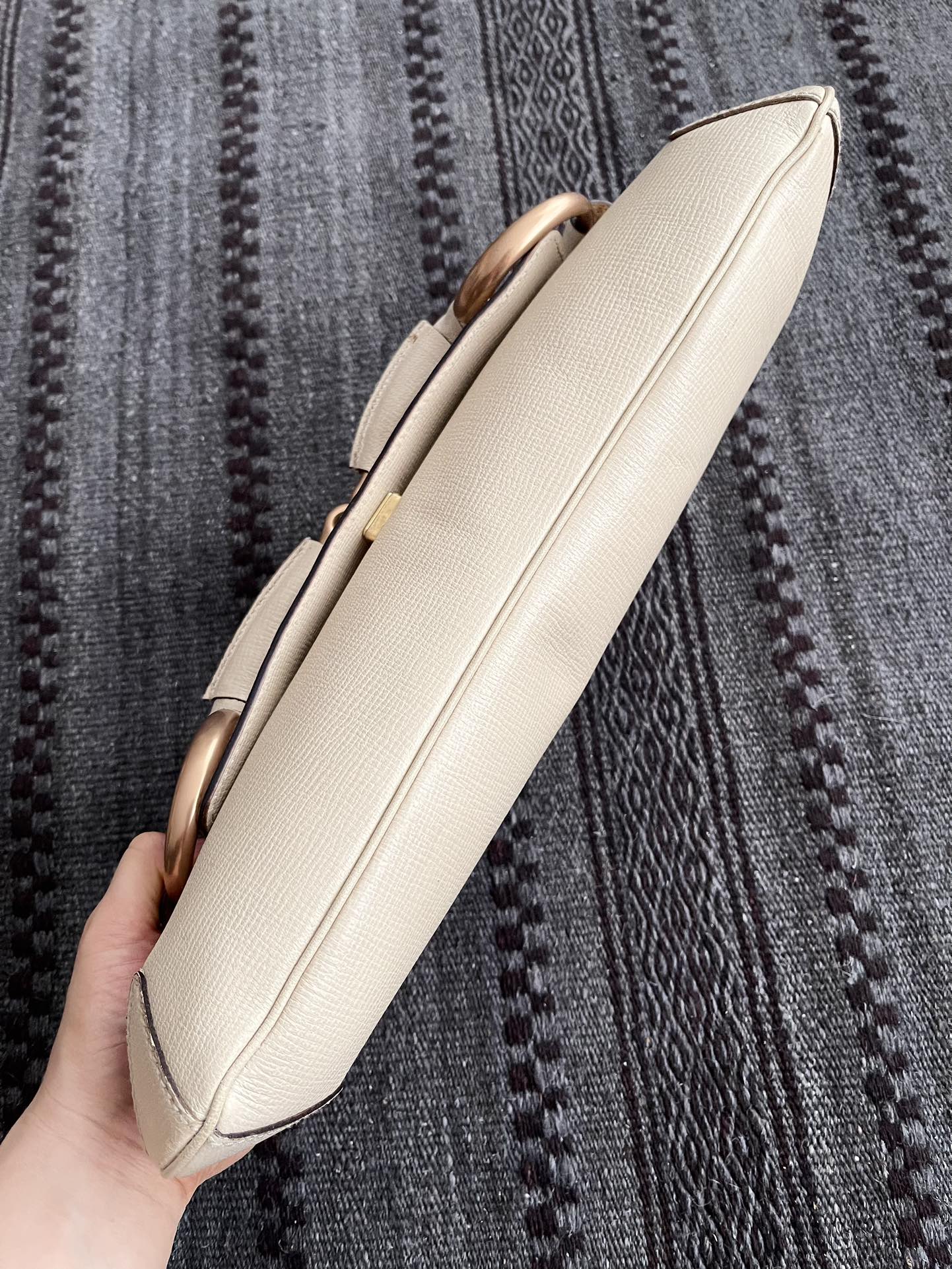 Gucci Horsebit 1955 Large White Leather Shoulder Bag