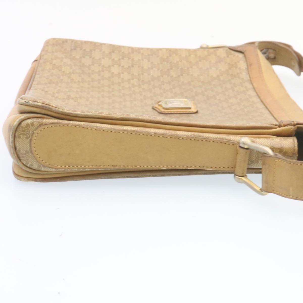 Luxury CELINE Macadam Shoulder Bag Coated Canvas Beige 27875