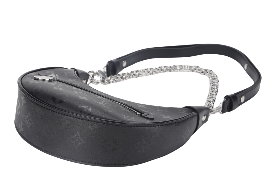 LOUIS VUITTON LOOP BLACK MONOGRAM SILKSCREEN PRINT ( ) CALFSKIN SILVER HARDWARE WITH CHAIN, LEATHER STRAP, DUST COVER AND BOX Handbag
