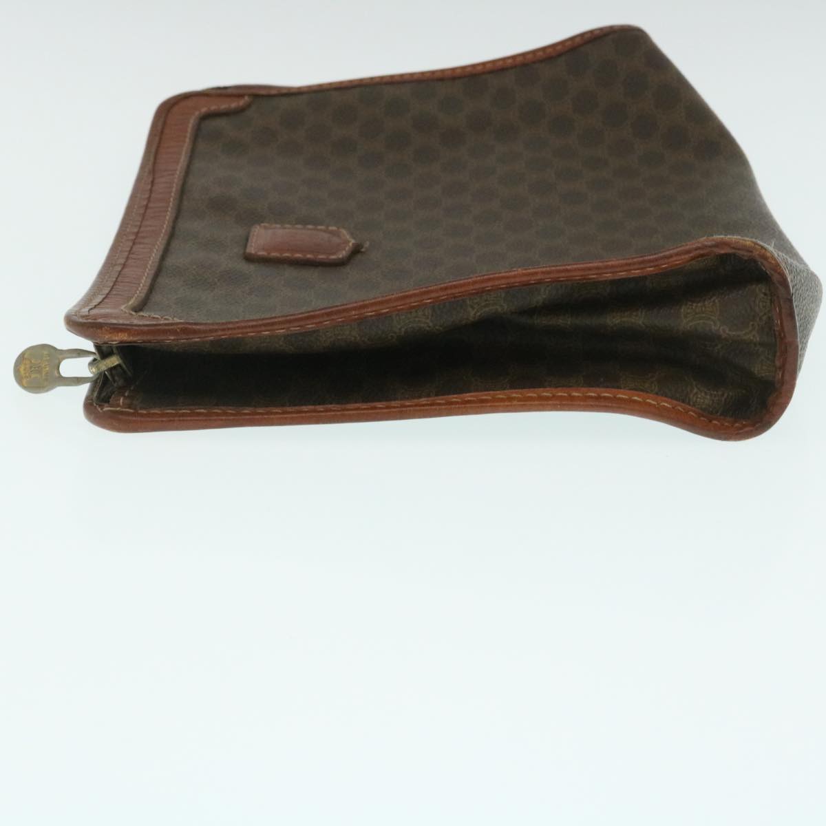 Luxury CELINE Macadam Canvas Clutch Bag PVC Leather Brown 29196