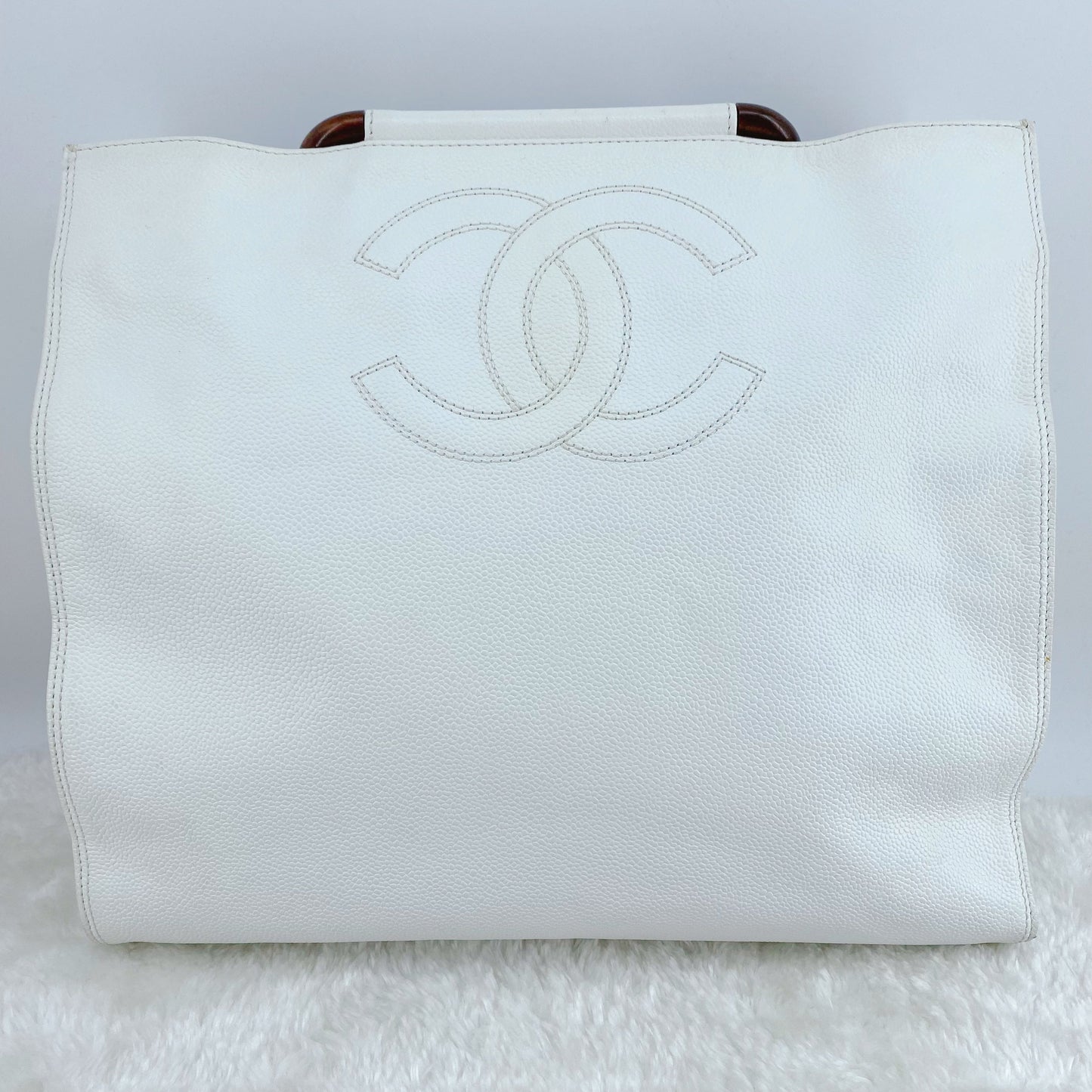 Chanel Caviar Wood Handle Tote