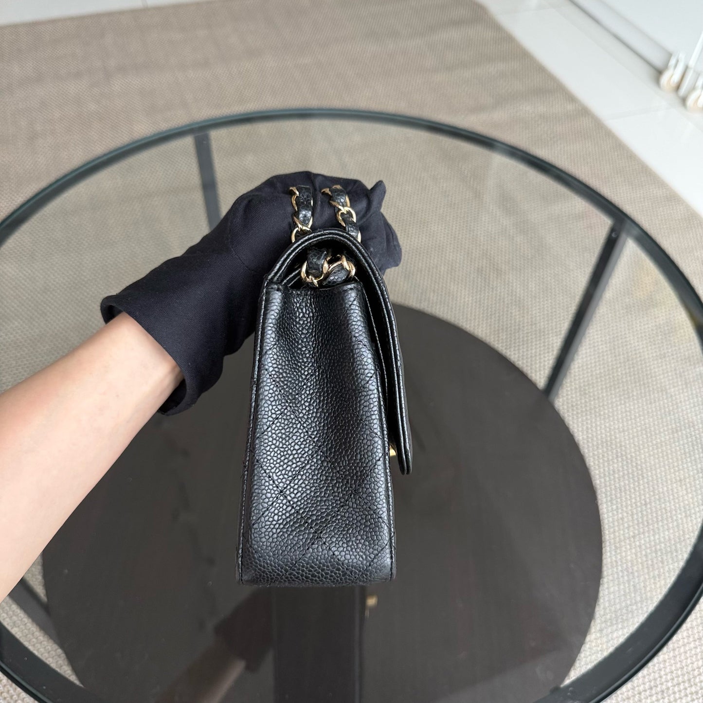 Chanel Classic Flap Medium - Caviar 25CM Quilted Black Gold Hardware Series 12