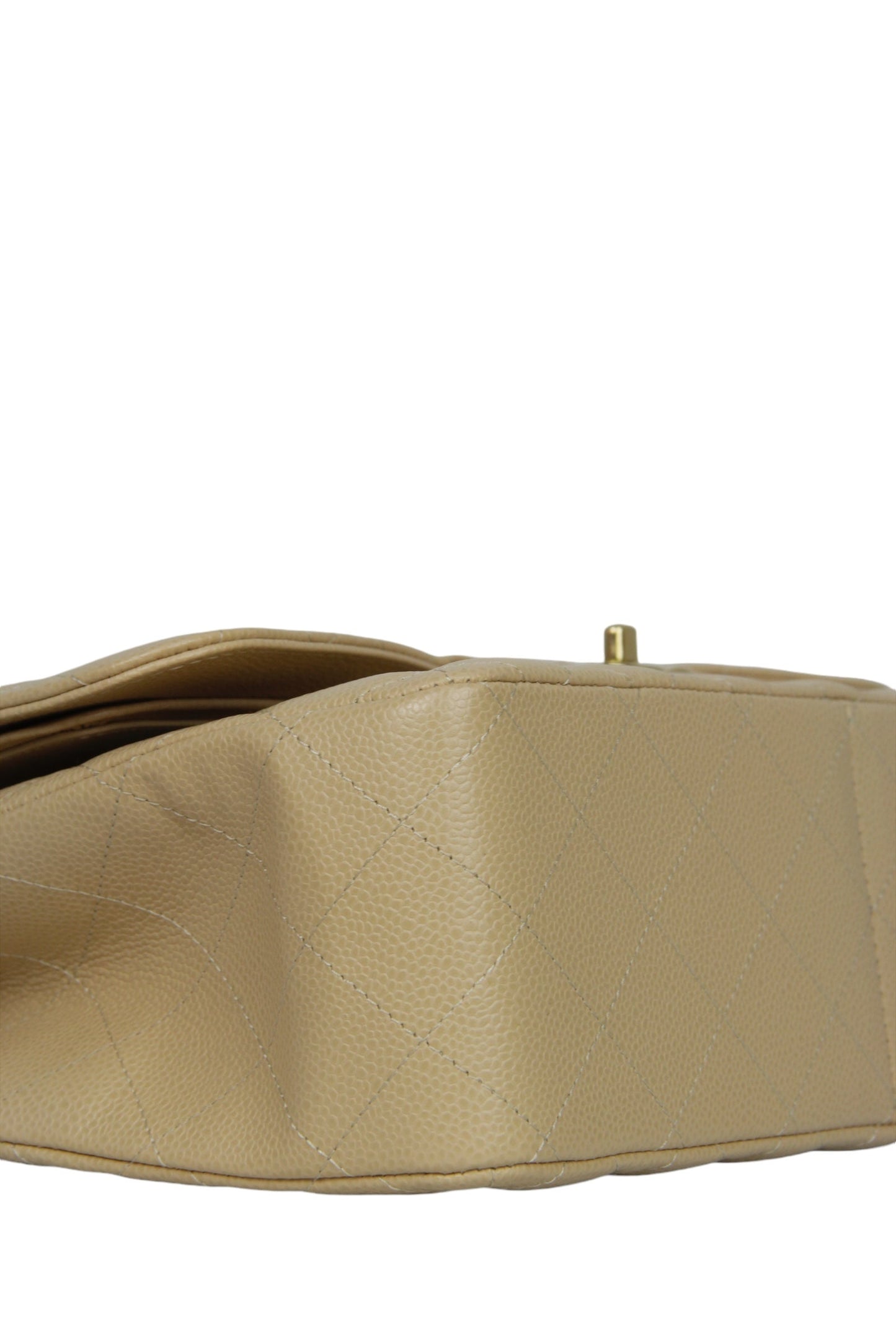 Chanel Beige Caviar Leather Double Flap Jumbo Bag