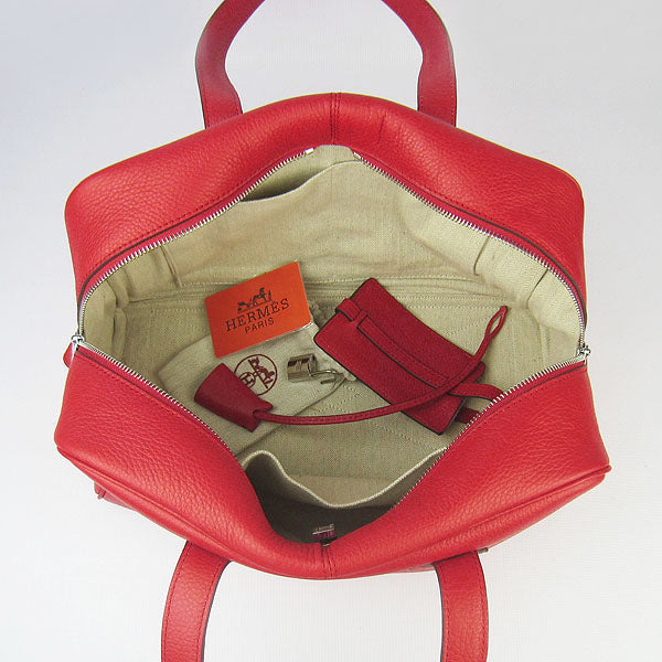 Luxury Hermes Togo leather handbag red