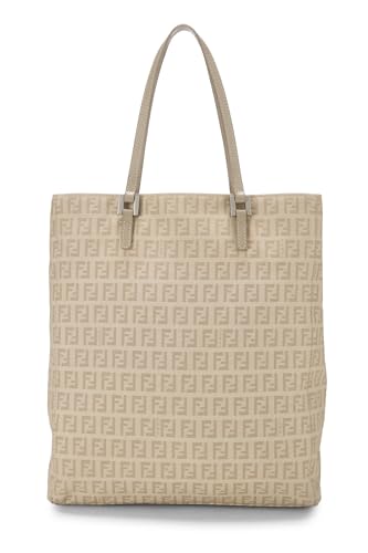 Fendi, Beige Zucchino Canvas Vertical Tote Small, Beige