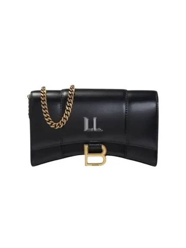 Luxury Balenciaga Trending 2026 Hourglass Chain Mini Calfskin Cross Bag Black
